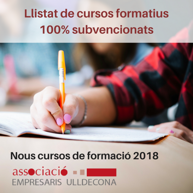 Nous cursos 2018. 100% Subvencionats